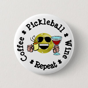 Macaron Rond 5 Cm Café, Pickleball, Vin, Pickleball Répéter Addict