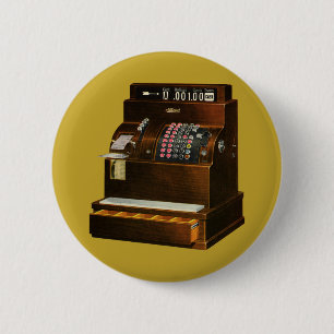 Macaron Rond 5 Cm Caisse enregistreuse ancienne, commerce de détail 