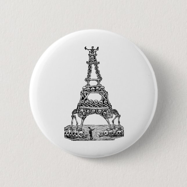Macaron Rond 5 Cm Calavera de Tour Eiffel C. 1800's en retard (Devant)