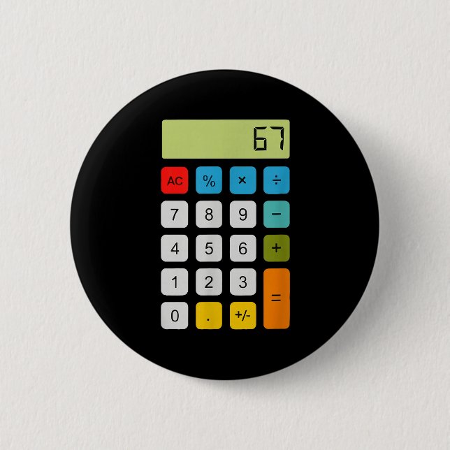 Macaron Rond 5 Cm Calculator 67 Six Seven Funny Math Meme  (Devant)