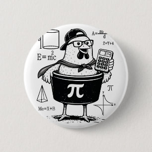 Macaron Rond 5 Cm Calculatrice drôle de poulet tenant un pot Prof de