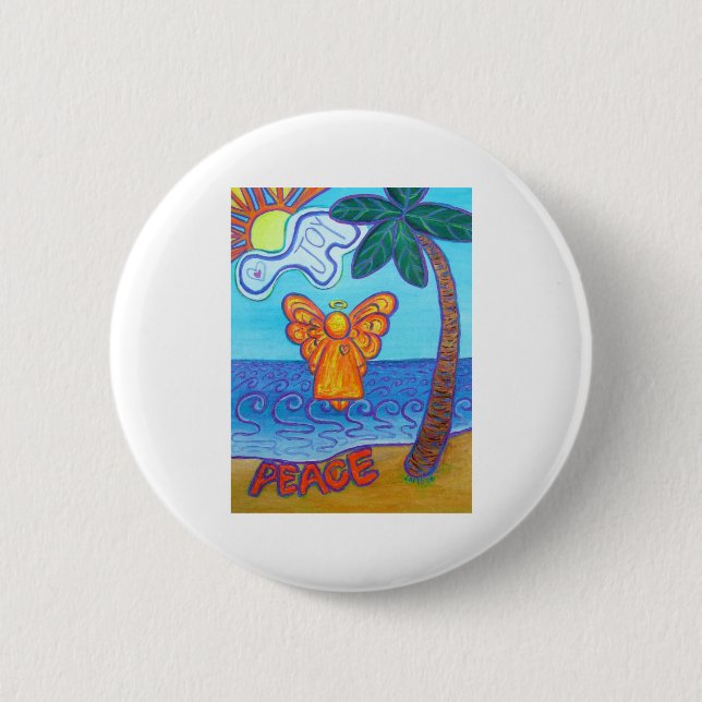 Macaron Rond 5 Cm California Beach Angel (Devant)