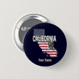 Macaron Rond 5 Cm California États-Unis Retro State Map Vintage