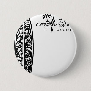 Macaron Rond 5 Cm Californie Santa Cruz, Surfing Planche de surf Ckp