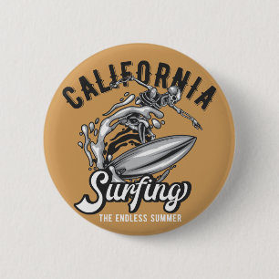 Macaron Rond 5 Cm Californie Surf l'été sans fin