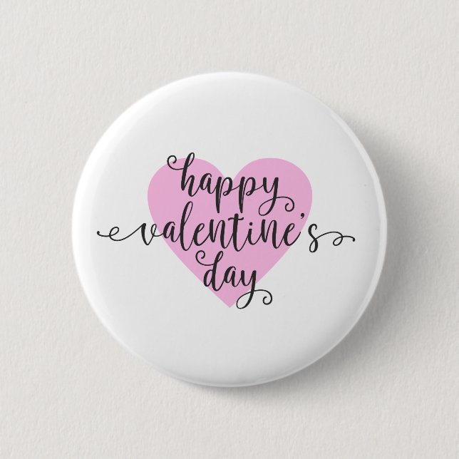Macaron Rond 5 Cm Calligraphie Heureuse Sainte-Valentin | Bouton d'é (Devant)