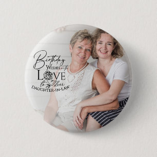Macaron Rond 5 Cm Calligraphie minimale Photo Anniversaire Belle-fil