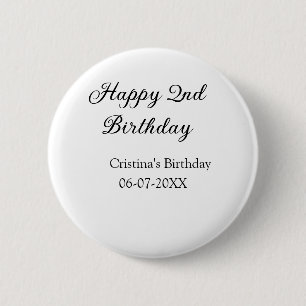 Macaron Rond 5 Cm calligraphie simple minimum heureux 2e anniversair