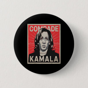 Macaron Rond 5 Cm Camarade Kamala Shirt Drôle Porte Perle Politique