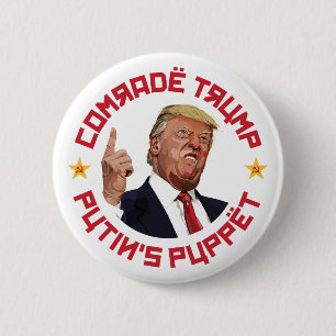 Macaron Rond 5 Cm Camarade Trump : La marionnette de Poutine, illust