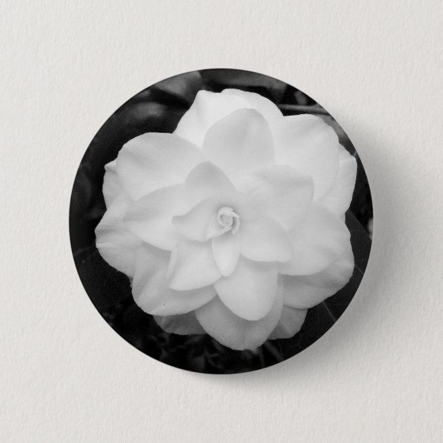 Macaron Rond 5 Cm Camellia blanche (Devant)