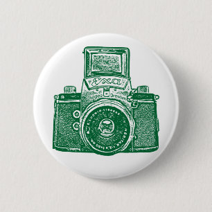 Macaron Rond 5 Cm Caméra vintage Est Allemande - Forest Green
