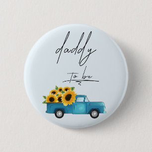 Macaron Rond 5 Cm Camion à l'aquarelle avec Papa Tournesols à Venir