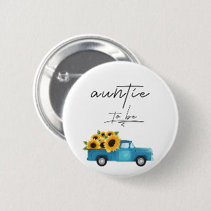 Macaron Rond 5 Cm Camion à l'aquarelle avec Tante de tournesols à ve