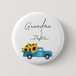 Macaron Rond 5 Cm Camion d'aquarelle avec grand-mère de tournesol