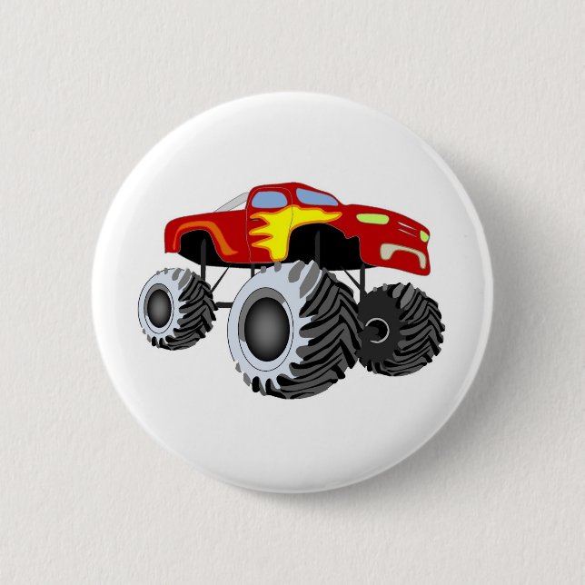 Macaron Rond 5 Cm Camion de monstre (Devant)