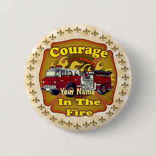 Macaron Rond 5 Cm Camion de pompier Courage