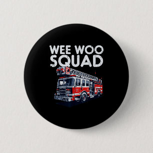 Macaron Rond 5 Cm Camion de pompier Wee Woo Équipe Pompiers Hommes G