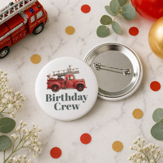 Macaron Rond 5 Cm Camion de pompiers Anniversaire Fête de camion de 
