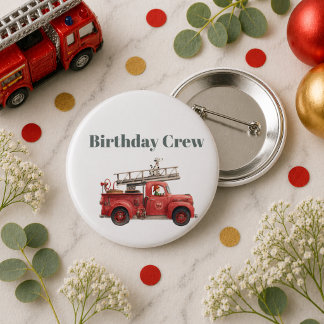 Macaron Rond 5 Cm Camion de pompiers Anniversaire Fête du camion de 