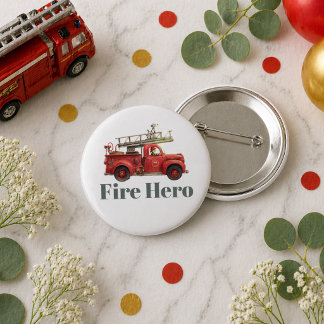 Macaron Rond 5 Cm Camion de pompiers Anniversaire Fête du camion de 