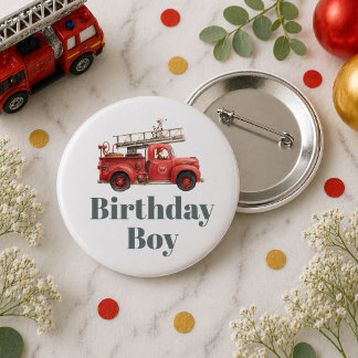 Macaron Rond 5 Cm Camion de pompiers Anniversaire Fête du camion de 