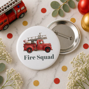 Macaron Rond 5 Cm Camion de pompiers Anniversaire Fête du camion de 