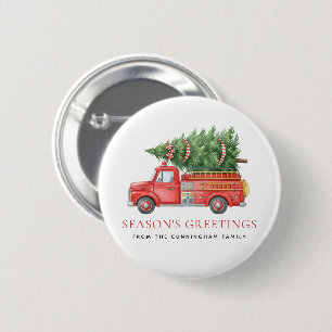 Macaron Rond 5 Cm Camion de pompiers de Noël moderne personnalisé
