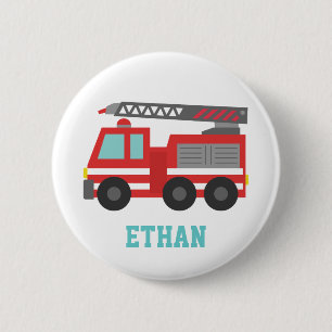 Macaron Rond 5 Cm Camion de pompiers rouge mignon pour les petits po