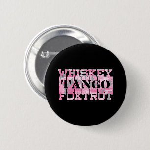 Macaron Rond 5 Cm Camion rose Foxtrot Tango Whiskey Militaire
