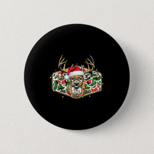Macaron Rond 5 Cm Camo Noël Santa Cerf Saison de Chasse Vacances O