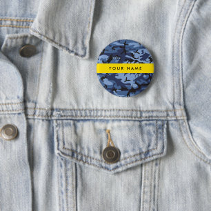 Macaron Rond 5 Cm Camouflage Bleu Marine Personnalisez votre nom