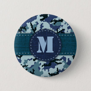 Macaron Rond 5 Cm Camouflage de la marine