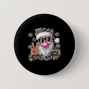 Macaron Rond 5 Cm Camouflage de Noël amusant Camo Père Noël Hello Hu