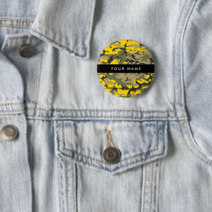 Macaron Rond 5 Cm Camouflage jaune et vert Votre nom Personnalisez
