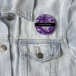 Macaron Rond 5 Cm Camouflage violet Votre nom Personnalisez