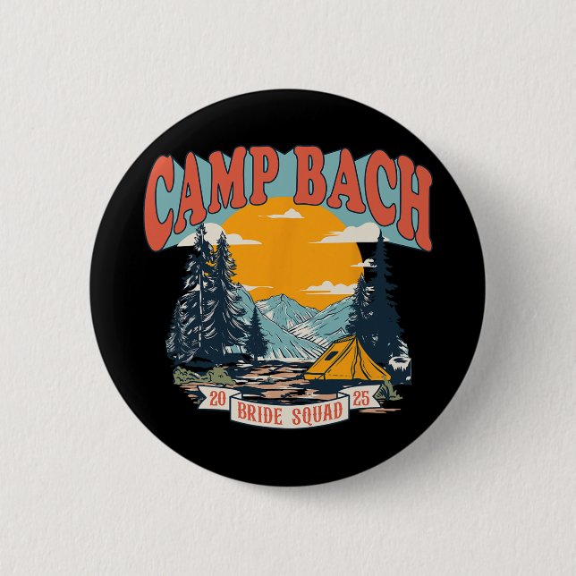 Macaron Rond 5 Cm Camp Bach Squad Mariée 2025 Camping Rétro Enterrem (Devant)