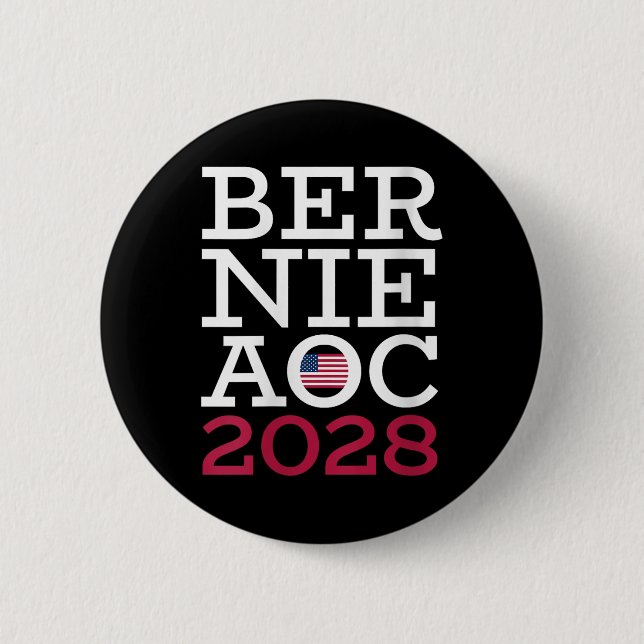 Macaron Rond 5 Cm Campagne de Womens Bernie Aoc 2028 - Combattre l'o (Devant)