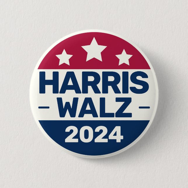 Macaron Rond 5 Cm Campagne Kamala Harris Tim Walz 2024 Président (Devant)