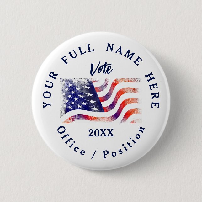 Macaron Rond 5 Cm Campagne personnalisée du drapeau des États-Unis (Devant)