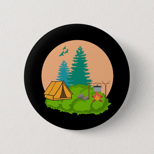 Macaron Rond 5 Cm camping (Devant)