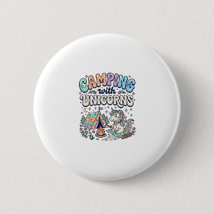 Macaron Rond 5 Cm Camping licorne avec autocollant Kawaii licorne et