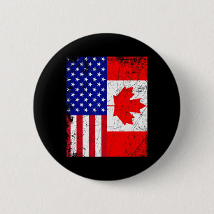 Macaron Rond 5 Cm Canadian American Shirt États-Unis Drapeau Canada 