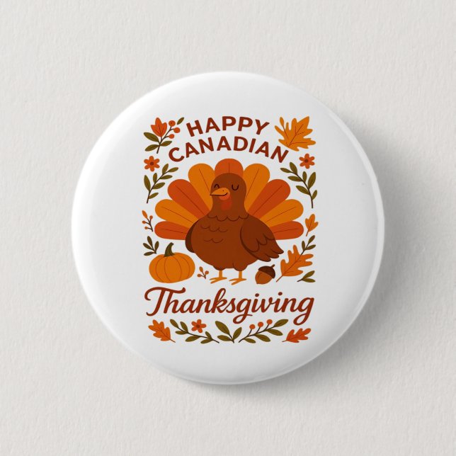 Macaron Rond 5 Cm Canadian Thanksgiving Automne Celebration Classiqu (Devant)