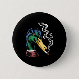 Macaron Rond 5 Cm Canard colvert fumant une cigarette mème canard co