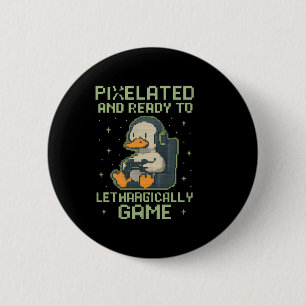 Macaron Rond 5 Cm Canard de joueur pixélisé Rétro Parodie de jeu 8 b