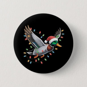 Macaron Rond 5 Cm Canard de Noël volant avec saison de chasse aux lu