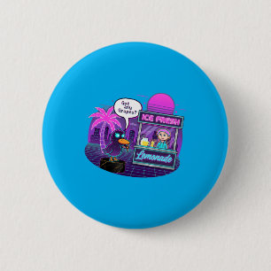 Macaron Rond 5 Cm Canard drôle au stand de limonade demandant des Gs