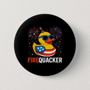 Macaron Rond 5 Cm Canard drôle du 4 juillet Firequacker patriotique