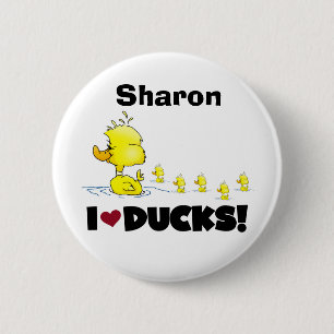 Macaron Rond 5 Cm Canards jaunes d'amour d'enfants d'animaux de